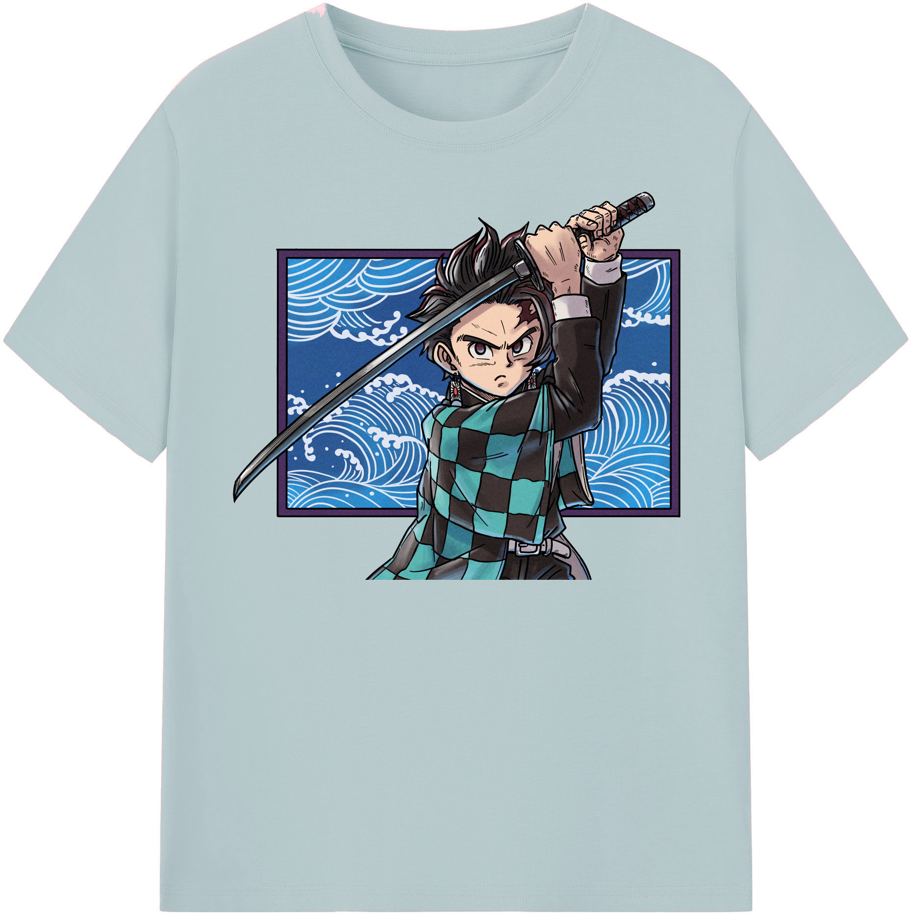 （画像用） 鬼滅の刃 竈門 炭治郎／かまど たんじろう Kamado Tanjirou 綿100％半袖Tシャツ（フロントプリント）